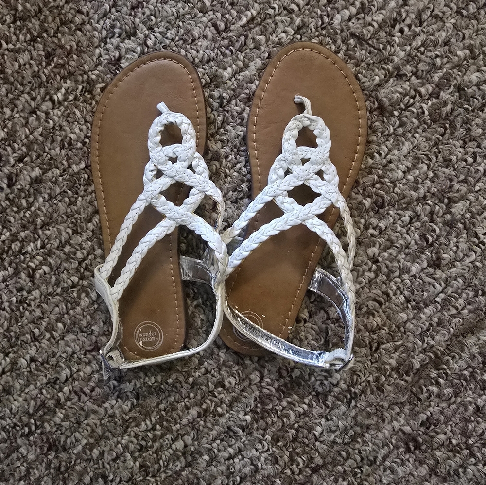 Women's White Braided Sandals